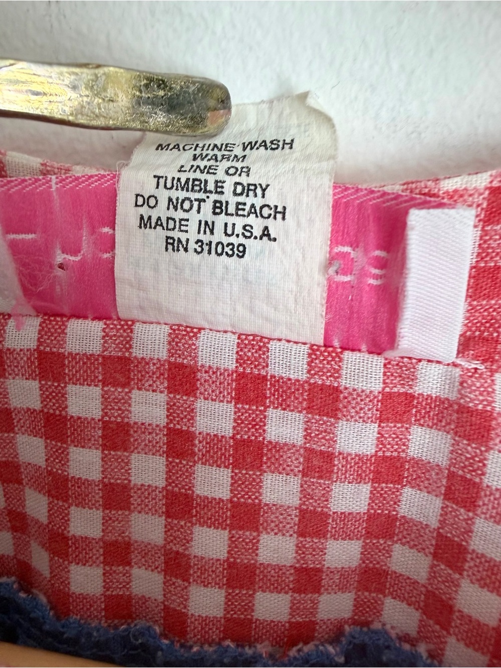 Vintage Lindsay Jordan Condiment Pocket Chore Dress Gingham Retro Kitsch S - Picture 7 of 7
